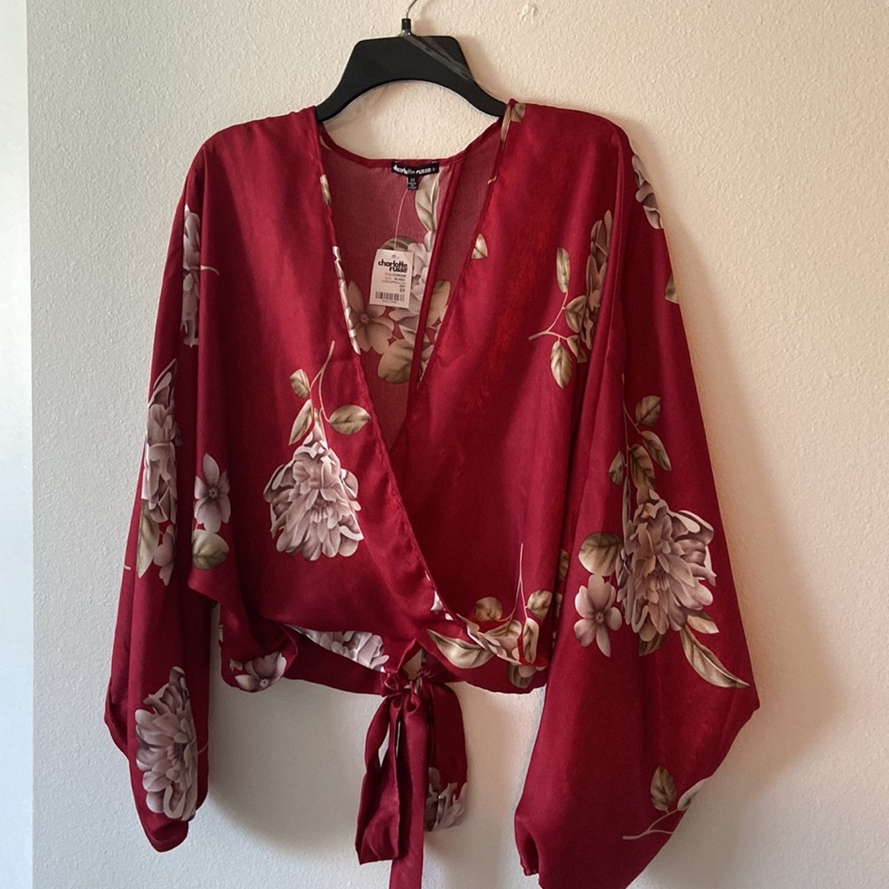 NWT Charlotte Rouse Elegant Floral Blouse - Picture 2 of 3